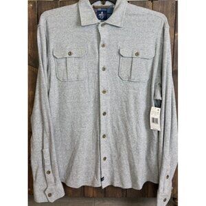 Johnnie-O Large Top Shelf Brayden Light Gray Button Up Shirt Stretch Flannel NWT